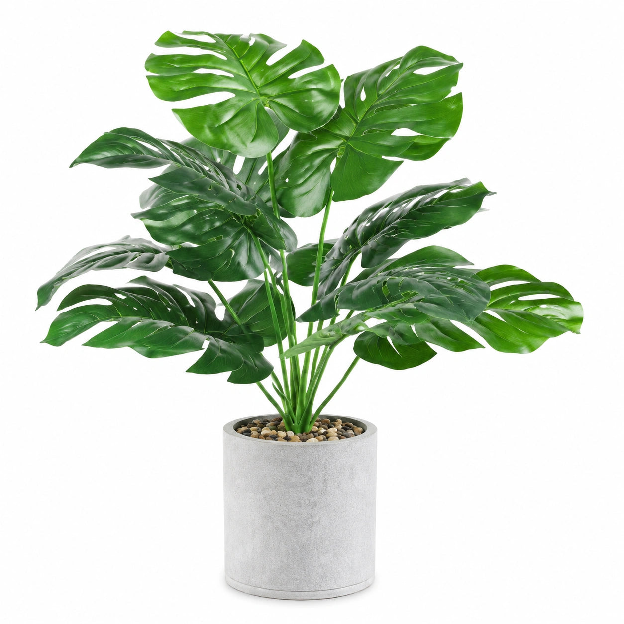 Plante artificielle Monstera 90 cm verte avec pot en ciment
