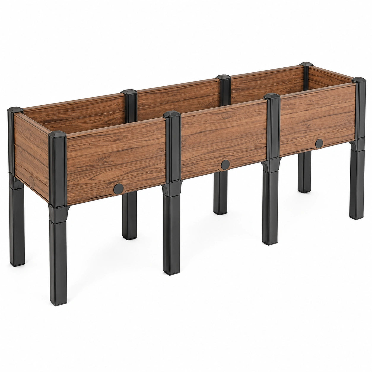 Jardinière surélevée modulaire avec pieds métalliques, couleur Bois/Noir