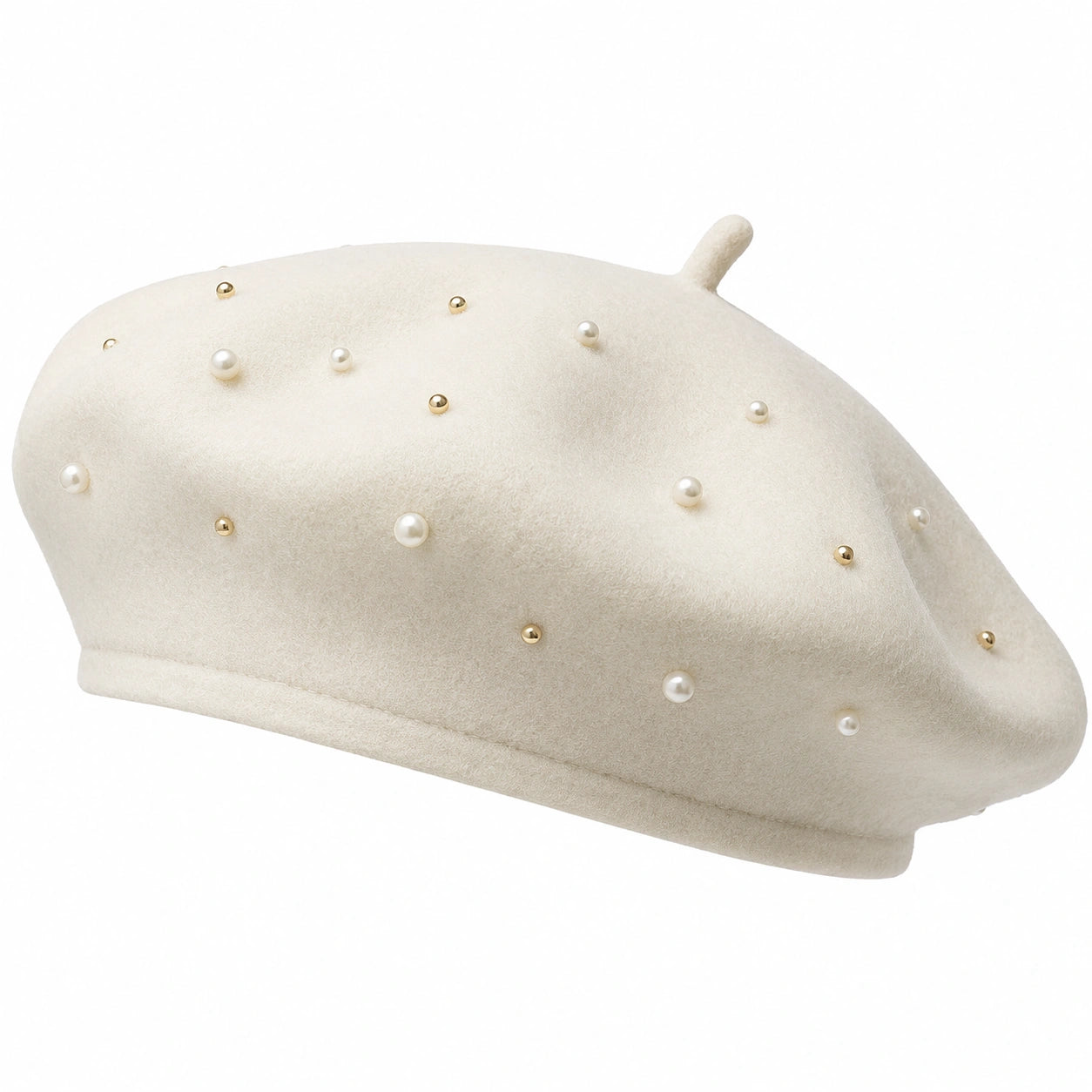 Béret Écru avec Perles Décoratives