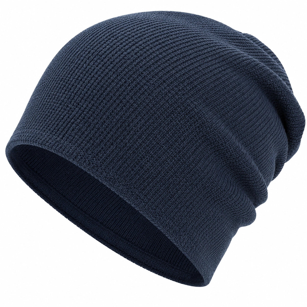 Bonnet tricoté couleur bleu marine unisexe