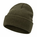 Bonnet en Tricot Côtelé Hiver - Vert Kaki Unisexe