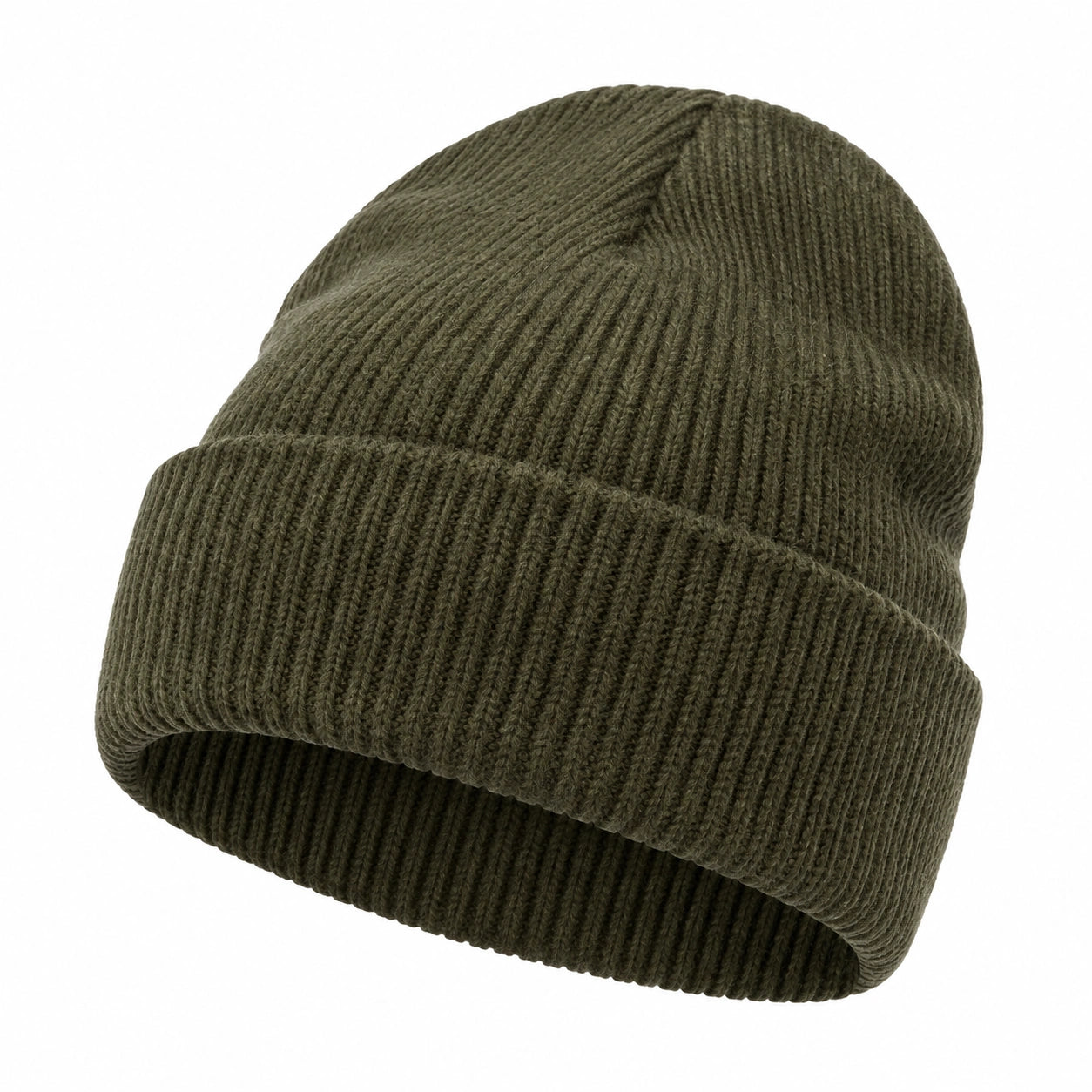 Bonnet en Tricot Côtelé Hiver - Vert Kaki Unisexe