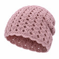 Bonnet en tricot ajouré rose tendre pour adultes
