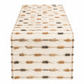 Chemin de Table Tissé Géométrique Beige, Marron et Noir 150x40cm