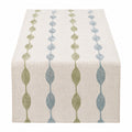 Chemin de Table Beige avec Motifs Brodés Verts et Bleus