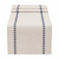 Chemin de Table Beige avec Motif Brodé Bleu
