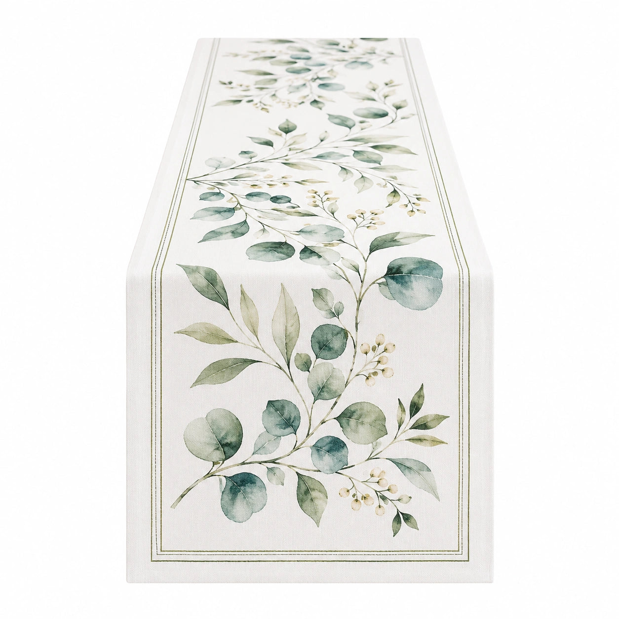 Chemin de table à motif floral 180x40 cm vert