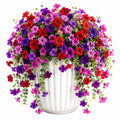 Plante Artificielle Fleurie Multicolore en Pot Blanc