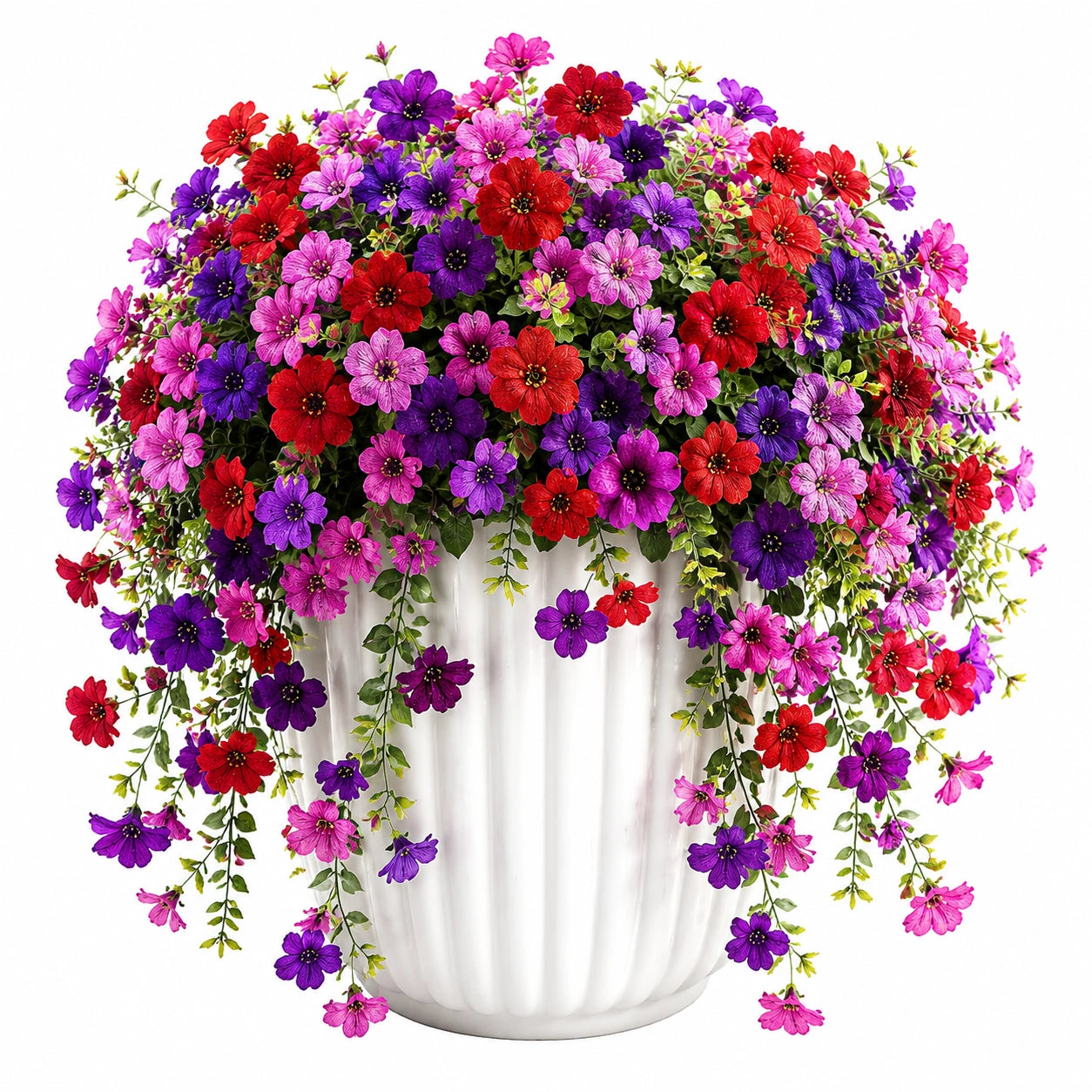 Plante Artificielle Fleurie Multicolore en Pot Blanc